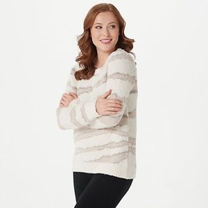 NEW Barefoot Dreams CozyChic Crew-Neck Zebra